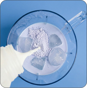 Add Milk or Water and ice.