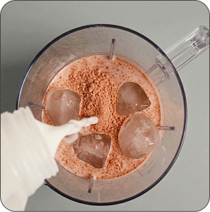 Add Milk or Water and ice.